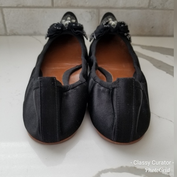 CHLOE black satin jewel point toe ballet flats - Picture 7 of 8
